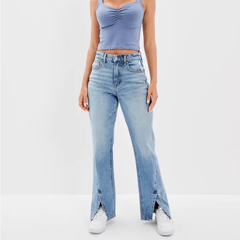 American Eagle 90's Bootcut Flared Wide Leg Split Ankle Denim Jeans Size 10